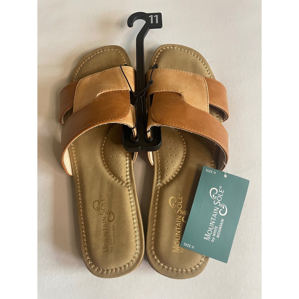 Mountain Sole by White Mountain Women Brown Tan Two Tone Slide Sandals Size 11